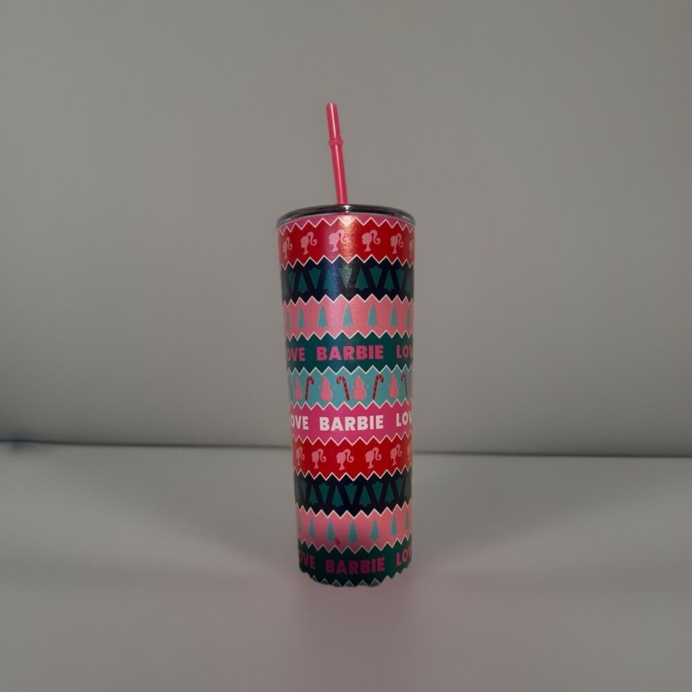 Barbie X Dragon Glassware Christmas Tumbler With A Straw NWOB